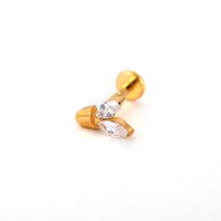 1 Piece Lip Rings Classic Style Deer Titanium Alloy Hollow Out Zircon Gold Plated Lip Rings Ear Cartilage Rings & Studs sku image 4