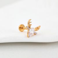1 Piece Lip Rings Classic Style Deer Titanium Alloy Hollow Out Zircon Gold Plated Lip Rings Ear Cartilage Rings & Studs sku image 10