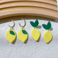 1 Paire Style De Bande Dessinée Mignon Sucré Citron Alliage Argile Molle Boucles D'oreilles main image 1