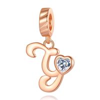 Ornament Letter Pendant S925 White Copper Rose Gold Necklace Pendant Diy Bracelet Charm Cross-Border Hot Sale Accessories sku image 24