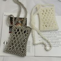 Women's Small Arylic Solid Color Basic Vacation Beading Hollow Open Crossbody Bag main image 2