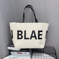Women's Large Canvas Letter Basic Classic Style Open Tote Bag main image 6