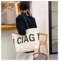 Women's Large Canvas Letter Basic Classic Style Open Tote Bag main image 2