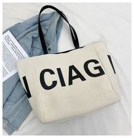 Women's Large Canvas Letter Basic Classic Style Open Tote Bag sku image 2