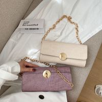 Women's Medium Pu Leather Solid Color Crocodile Elegant Vintage Style Square Flip Cover Baguette Bag main image 4