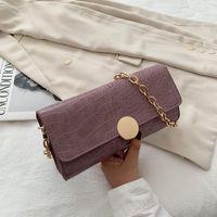 Women's Medium Pu Leather Solid Color Crocodile Elegant Vintage Style Square Flip Cover Baguette Bag sku image 4