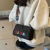 Women's Small Canvas Letter Solid Color Classic Style Streetwear Zipper Crossbody Bag main image 3