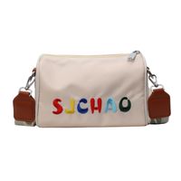 Women's Small Canvas Letter Solid Color Classic Style Streetwear Zipper Crossbody Bag sku image 4