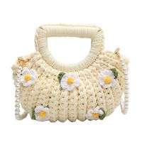 Women's Medium Fabric Flower Cute Weave Open Crochet Bag main image 8