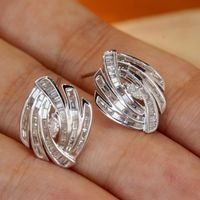 1 Pair Elegant Waves Inlay Copper Zircon Ear Studs main image 4