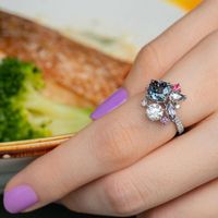 Copper Simple Style Classic Style Inlay Water Droplets Rhombus Zircon Rings main image 4