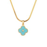 Titanium Steel Copper Casual Simple Style Inlay Four Leaf Clover Zircon Pendant Necklace main image 3