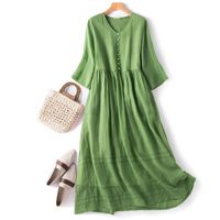 Frau Normales Kleid Einfacher Stil V-Ausschnitt Halbarm Einfarbig Midi-Kleid Täglich main image 1