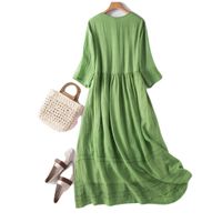 Frau Normales Kleid Einfacher Stil V-Ausschnitt Halbarm Einfarbig Midi-Kleid Täglich main image 2