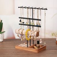 Simple Style Solid Color Wood Iron Jewelry Rack main image 1