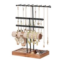 Simple Style Solid Color Wood Iron Jewelry Rack main image 3