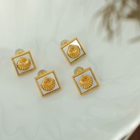 1 Pair Casual Simple Style Shell Plating 304 Stainless Steel Ear Studs main image 5