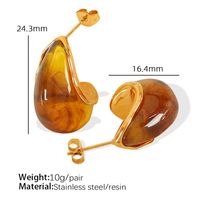 Retro Water Droplets 304 Stainless Steel Resin Plating Women's Ear Studs main image 2