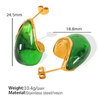 Retro Water Droplets 304 Stainless Steel Resin Plating Women's Ear Studs sku image 2