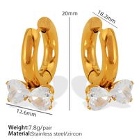 1 Pair Elegant Sweet Bow Knot Plating 304 Stainless Steel Zircon Hoop Earrings main image 2