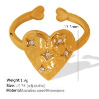 Titanium Steel Simple Style Inlay Star Heart Shape Zircon Open Rings sku image 3