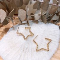Sweet Simple Style Star Heart Shape Alloy Hollow Out Inlay Rhinestones Women's Ear Studs main image 4