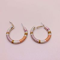 1 Paire Sucré Géométrique Placage Métal Boucles D'oreilles Cerceau sku image 4