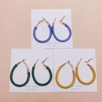 1 Pair Retro Geometric Solid Color Alloy Hoop Earrings main image 1