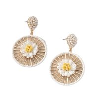 1 Pair Sweet Flower Imitation Pearl Raffia Drop Earrings main image 5