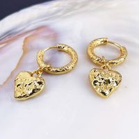 1 Pair Simple Style Heart Shape Copper Gold Plated Drop Earrings main image 5