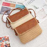 Women's Small Straw Color Block Vacation Flip Cover Straw Bag main image 4