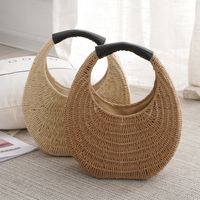 Women's Medium Straw Solid Color Vacation Magnetic Buckle Straw Bag main image 5