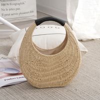 Women's Medium Straw Solid Color Vacation Magnetic Buckle Straw Bag main image 3