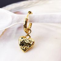 1 Pair Simple Style Heart Shape Copper Gold Plated Drop Earrings main image 4