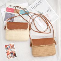 Women's Small Straw Color Block Vacation Flip Cover Straw Bag main image 6