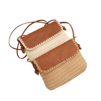 Women's Small Straw Color Block Vacation Flip Cover Straw Bag main image 2