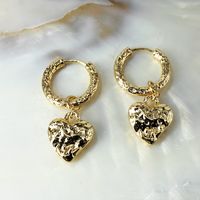 1 Pair Simple Style Heart Shape Copper Gold Plated Drop Earrings main image 3
