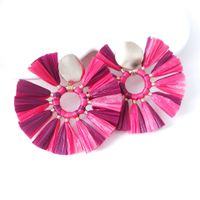 1 Pair Elegant Color Block Raffia Drop Earrings sku image 1