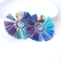 1 Pair Elegant Color Block Raffia Drop Earrings sku image 6
