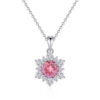 Sterling Silver Elegant Lady Streetwear Inlay Sun Snowflake Zircon Pendant Necklace sku image 2