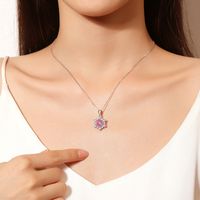 Sterling Silver Elegant Lady Streetwear Inlay Sun Snowflake Zircon Pendant Necklace main image 11