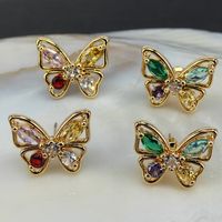 1 Pair Simple Style Butterfly Copper Ear Studs main image 1