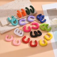 1 Pair Simple Style Geometric Solid Color Spray Paint Arylic Ear Studs main image 1