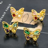 1 Pair Simple Style Butterfly Copper Ear Studs main image 2