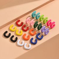 1 Pair Simple Style Geometric Solid Color Spray Paint Arylic Ear Studs main image 5