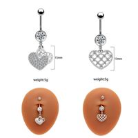 1 Piece Lip Rings Cute Retro Shiny Heart Shape Flower 316L Stainless Steel  Alloy Plating Inlay Rhinestones Glass White Gold Plated Gold Plated main image 2