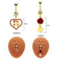 1 Piece Lip Rings Cute Retro Shiny Heart Shape Flower 316L Stainless Steel  Alloy Plating Inlay Rhinestones Glass White Gold Plated Gold Plated main image 3