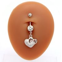 1 Piece Lip Rings Cute Retro Shiny Heart Shape Flower 316L Stainless Steel  Alloy Plating Inlay Rhinestones Glass White Gold Plated Gold Plated main image 6