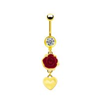 1 Piece Lip Rings Cute Retro Shiny Heart Shape Flower 316L Stainless Steel  Alloy Plating Inlay Rhinestones Glass White Gold Plated Gold Plated sku image 6