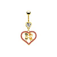 1 Piece Lip Rings Cute Retro Shiny Heart Shape Flower 316L Stainless Steel  Alloy Plating Inlay Rhinestones Glass White Gold Plated Gold Plated sku image 9